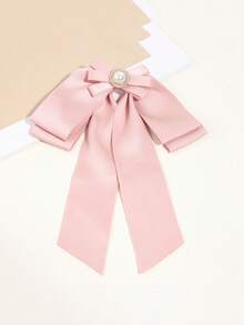 1 pieza Lazo de doble capa con decoración de perlas falsas, versátil y casual para mujer, adecuado para la calle, citas y uso diario - Blanco - Ver 12