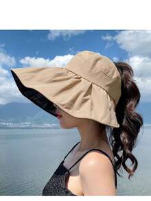 2026春夏款大帽檐黑色防紫外线遮阳帽，UPF50+，可调节魔术贴绑带，遮阳 - 彩色 - 查看 4