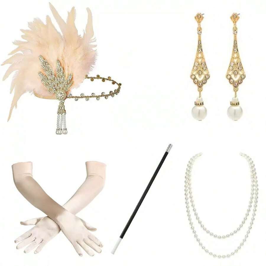 1920s Retro Feathers Headwear Set | Party/Halloween/Christmas | An Elegant Gift Choice - Multicolor - View 1