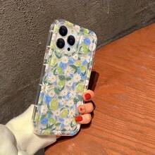 Floral Cushion Shockproof Full Screen Phone Case Compatible With Apple, Suitable As Birthday And Christmas Gift For Girlfriend, Daughter, Couples, Teens, Also Fits Models - شفاف - مشاهدة 3