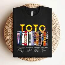 Women T-Shirt Print Toto Band Members Signature T Shirt Full Size S 5XL YK1308 Long Or Short Sleeves - 黑色 - 查看 3