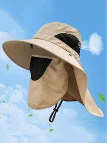 1pc Men's Summer Fishing Hat, Large Brim Sun Protection Hat, Outdoor Cycling Hiking Camping Quick-Dry Hat, Fashionable Casual Breathable Face Covering Mosquito-Proof Hat, Multi-Functional Detachable Full Coverage Protection - A - View 11