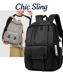 SHILAN Functional Style Large-Capacity Backpack, Wear-Resistant And Waterproof Backpack, Commuter Bag That Can Hold A 15.6-Inch Computer Multi-Compartment Student Schoolbag With Buckle Design, Dual-Purpose Bag For Daily Storage / Short Trips - Multicolor - View 1