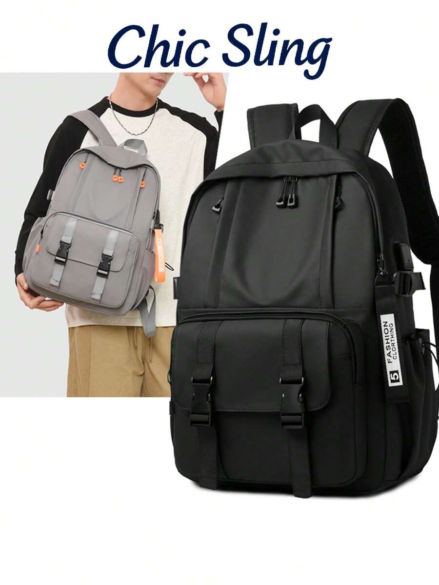 SHILAN Functional Style Large-Capacity Backpack, Wear-Resistant And Waterproof Backpack, Commuter Bag That Can Hold A 15.6-Inch Computer Multi-Compartment Student Schoolbag With Buckle Design, Dual-Purpose Bag For Daily Storage / Short Trips - Multicolor - View 1