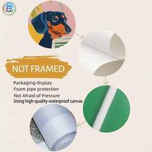 1 Peça Moldura Opcional Arte de Parede Engraçada de Dachshund para Banheiro, Inspirada por Matisse, Impressão em Tela de Cachorro Excêntrico, Decoração de Arte de Parede Moderna, Pintura, Adequada para Café, Casa, Quarto, Sala de Estar, Cozinha, Banheiro, Escritório, Decoração Doméstica - Multicolorido - Visão 6
