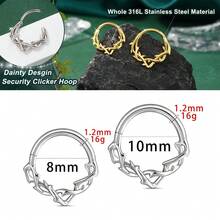 1 chiếc khuyên mũi septum, 16G 8mm/10mm bằng thép không gỉ 316 dùng trong phẫu thuật, khuyên mũi hình cành cây cho nữ, trang sức xỏ khuyên tai tragus, helix, rook, daith. - Mô hình gai - Xem 6