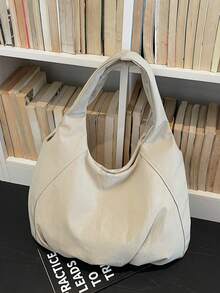 新款韩版褶皱大容量纯色面料休闲百搭通勤单肩包，可折叠轻便简约大学生书包，瑜伽健身手提包（女士款） - 彩色 - 查看 17