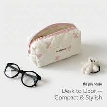 1/3 piezas Juego de bolsas de cosméticos con lazo rosa y diseño de conejo, bolsa de maquillaje con estampado floral, bolsa de tocador elegante, organizador de viaje, soporte para brochas de maquillaje para mujer/niña, bolsa de cosméticos acolchada vintage, organizador de cuidado de la piel lindo, bolsa de almacenamiento de maquillaje con estampado floral, mejor regalo para vacaciones - Rosa - Ver 14