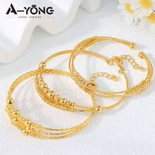 杜拜時尚 21K 鍍金阿拉伯新娘婚禮手鍊 中東尼日利亞女性復古派對金飾 - Beads Bracelet - 查看 4