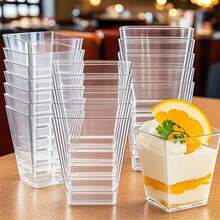 25pcs/50pcs High Trapezoid Mousse Cups, Pudding Cups, Hard Plastic Jelly Cups, Dessert Cups, Cake Cups And Square Cups - View 2