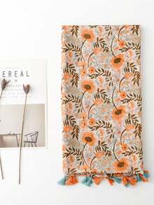 1pc Sunflower Cute & Sweet Unique Holiday Photo Prop Versatile Fashion Cosplay Beach Travel Exotic Style Valentine's Gift Party Scarf, Autumn/Winter New Women - Orange - View 4