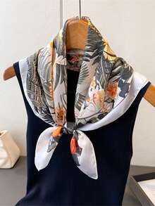1条仙鹤热带花卉印花方巾，四季皆宜，适合日常出行、旅行、婚礼派对等场合，男女通用，可作头巾、发带、头巾，户外防晒配饰，为您的风格增添亮点。 - 彩色 - 查看 10