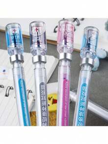 3/6/12 piezas Bolígrafos con forma de jeringa creativa, bolígrafos de inyección de virus simulados, bolígrafos de tinta negra a base de agua de 0.38 mm, artículos de papelería interesantes para estudiantes - jeringuilla - Ver 6