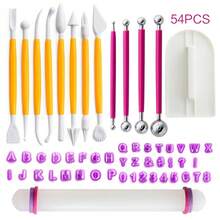 54 piezas Juego de herramientas de arte cerámico, moldes digitales para esculpir arcilla, rodillo, herramientas de modelado - Juego de 54 herramientas para cerámica - Ver 1