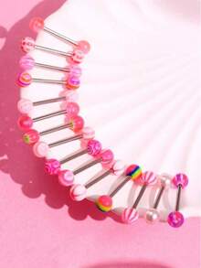 15 Colors/Pack Sexy Hot Girl Acrylic Colorful Heart Watermelon Star Tongue Ring Women's Daily Party Jewelry - Multicolor - View 7