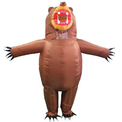 Inflatable Bear Costume For Holiday Party, Funny Costume For Halloween, Christmas Gift, Valentine's Day Surprise! Suitable For 1.5-2m Height, Includes Air Blower, Batteries Not Included