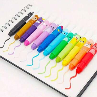 Bộ 12 bút sáp màu dày dễ thương dành cho trẻ em, 12 màu, có thể xoay và giặt được, bút sáp màu lớn, thích hợp để vẽ nguệch ngoạc và tô màu.