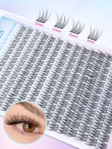 168Pcs D Curl Wispy Lash Clusters 8-16mm Mixed Length, Natural Fluffy Individual Cluster Lashes, Soft Lightweight DIY Eyelash Extensions, Voluminous 3D Effect Single Fake Lashes, Easy To Apply For Home Makeup, Reusable Comfortable Wear False Lashes For Daily & Casual Eye Looks, Beginner-Friendly Lash Extension Clusters - 黑色 - 查看 8