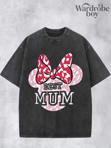 Disney Short Sleeved Water Wash Printed T-Shirt, Cartoon MINI Pattern T-Shirt, Mother's Day T-Shirt, 2026 New T-Shirt, Suitable For Both Men And Women, High-Quality Pure Cotton T-Shirt, Suitable For All Seasons, Comfortable And Breathable | Exquisite Design | Excellent Gift Selection - 黑色 - 查看 2