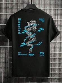 Casual Short Sleeve Round Neck T-Shirt For Commuting, Emo, 2000s Style - Black - View 7
