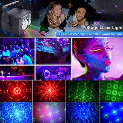 Đèn chiếu UV 8 lỗ 3 trong 1 dành cho DJ, đèn chiếu sân khấu gây sốc có điều khiển từ xa, đèn nhấp nháy kích hoạt bằng âm thanh cho tiệc nhảy, Halloween, Giáng sinh, KTV, đèn tạo không khí trong nhà/ngoài trời.