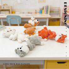 1个可爱创意动物系列长颈毛绒娃娃背包挂件,柔软舒适长颈大眼猫、羊、狐狸、雪纳瑞毛绒娃娃,生日、复活节、母亲节、儿童节礼物 - 彩色 - 查看 8