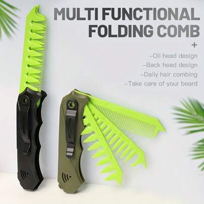 1 Piece Men's Stylish Folding Comb - A Comb For Messy Hair That Can Be Folded - A Pocket Comb For Travel, With An Ergonomic Handle, Suitable For Daily Styling, Comb Storage, Fashionable Design, Sturdy Structure. A Christmas And Halloween Gift