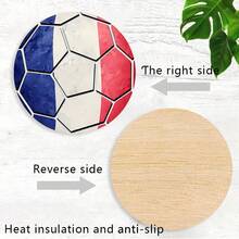 6/18/90pcsWooden Coasters With A Soccer Ball Pattern Printed In The Colors Of The National Flag.Non-Slip And Heat-Resistant,Suitable For Coffee,Tea,And Beer.A Soccer-Themed Home Decor. - Multicolor - View 8