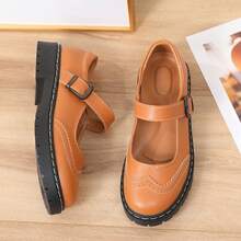 Mary Jane For Women Gothic Oxford Shoes - Flat Shoes, Ankle Tied, Round Toe For Casual Dresses, Work, And Campus - Nâu nhạt - Xem 4