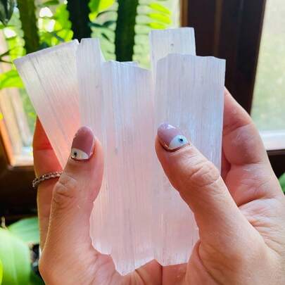 10支/5支套装天然石英晶体棒，石膏白石英标本，家居装饰系列，情人节及节日礼物，桌面摆件