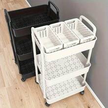 360° Rotating Rolling Storage Cart With Adjustable Shelves, Multi-Tier Organizer Rack For Kitchen, Bedroom, Outdoor Camping, Kitchen Storage & Organization, Room Decor, Kitchen Essentials, Bathroom Accessories - View 3