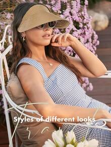 1pc New European And American Style Women's Wide Brim UPF50+ Sun Protection Foldable Beach Hat, Suitable For Spring And Summer - Multicolor - View 4