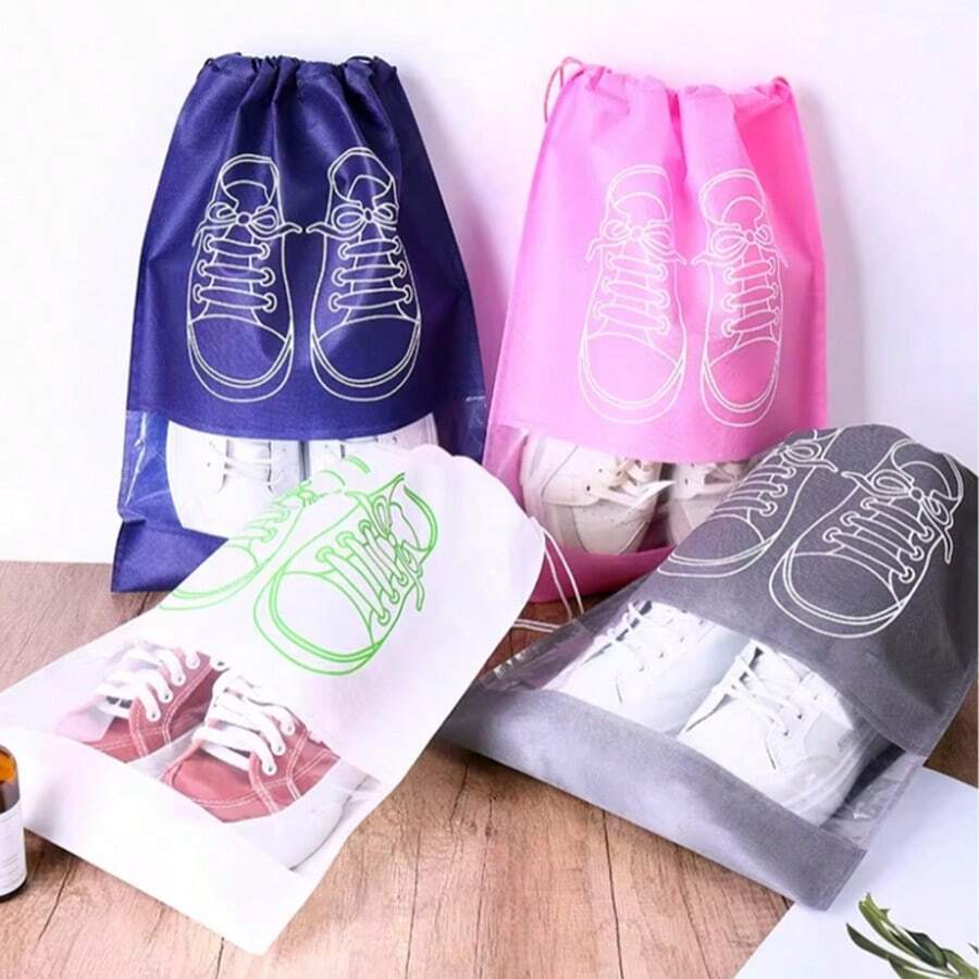 Bộ 2/6 túi đựng giày dép du lịch bằng vải không dệt, túi dây rút chống bụi dùng để đựng quần áo, giày dép theo mùa, giải pháp sắp xếp tủ quần áo tại nhà, bộ túi bảo vệ di động cho quần áo mùa đông hè, giày thể thao, ủng và phụ kiện. - Nhiều màu - Xem 1