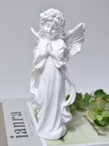 Praying Peace Angel Girl Statue, Seeking Inner Calm, Expressing Empathy, Comfort, Reminiscence, Healing, Hand-Painted Sculpted Figure, Outdoor Garden Decor, Patio And Pond Accent, Ideal Gift Choice, Desktop Ornament, Home Decor - A - View 5