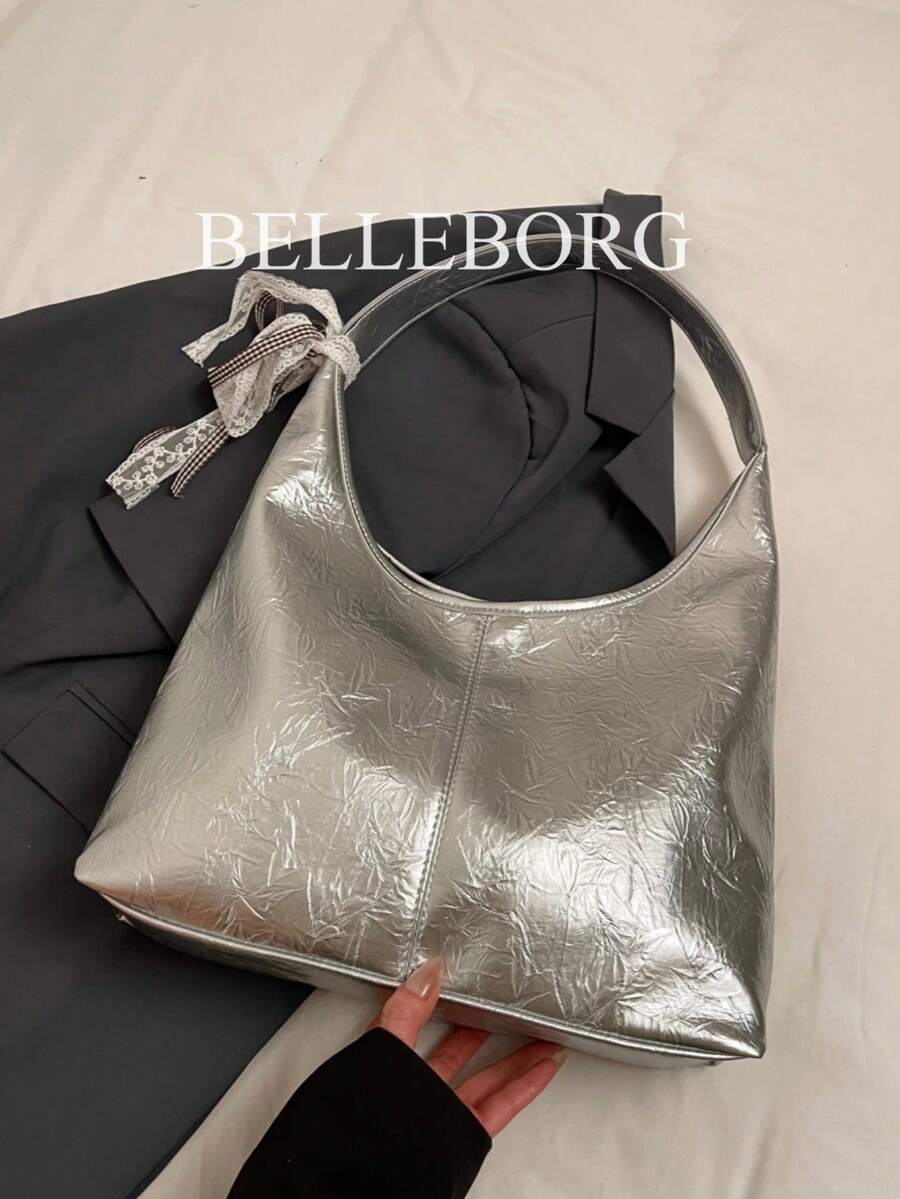 银色时尚大容量女士腋下包 - 銀色 - 查看 1