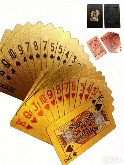 1副2026黑金防水扑克牌，娱乐桌游道具，适合家庭排队游戏、派对，黑玫瑰金主题扑克牌，标准扑克游戏，奢华独特的成人扑克牌