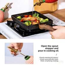 釉下彩陶瓷草莓油壶 & 珍珠梨形油壶，带可拆卸壶嘴，防漏酱料/醋瓶，适用于厨房、餐厅、酒店调味罐 - 彩色 - 查看 10