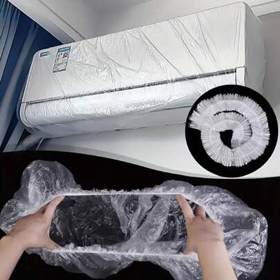 1/5/10pcs Extra Large Thick Air Conditioner Dust Cover - Transparent Plastic Material, Suitable For Home Wall-Mounted Air Conditioner, Fan, Gas Stove And Range Hood, AC Cover | Transparent Plastic Cover | Durable Plastic Cover, Enlarged Diameter Multi-Function Elastic Transparent Film Cover