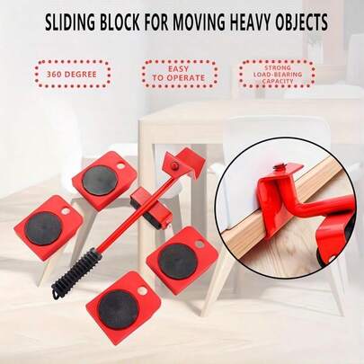 1件重型家具搬运器，坚固的塑料滑动系统，带锁定脚轮和防滑橡胶垫 - 适用于沙发、床、床垫、椅子 - DIY移动，多表面保护（不刮伤）