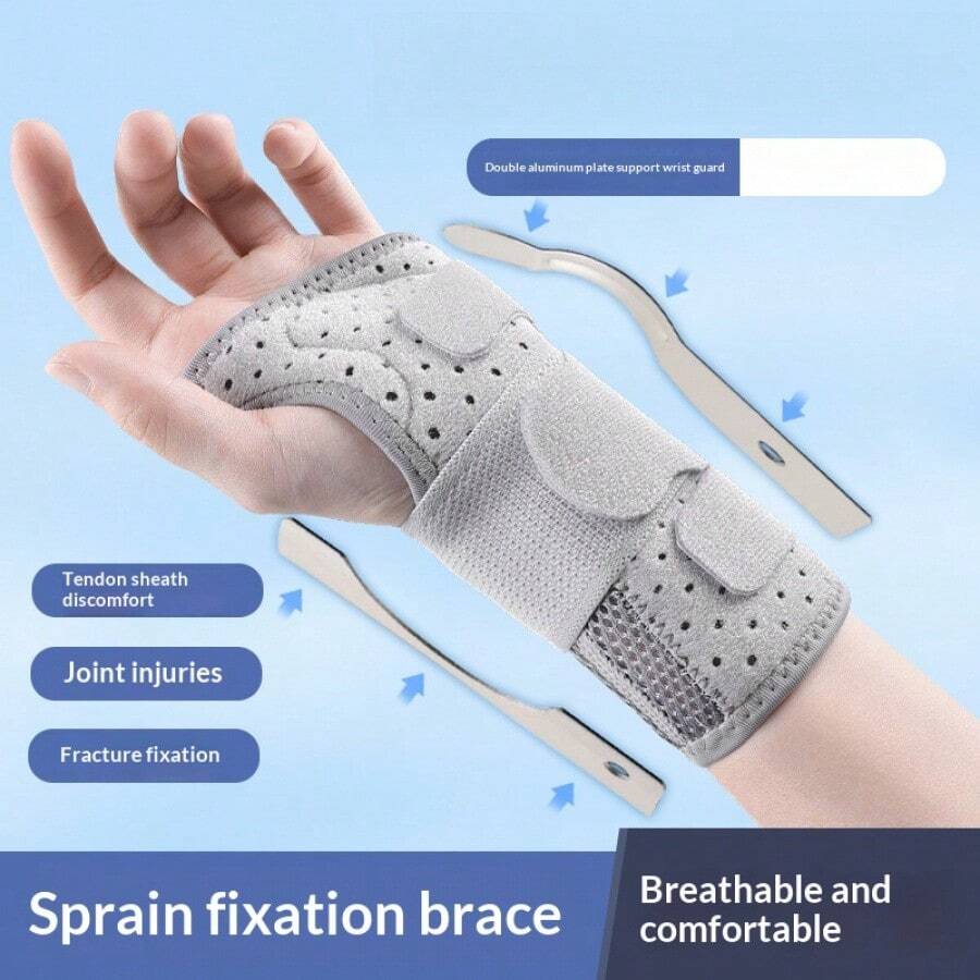 1pc Dual Aluminum Plate Support Wrist Brace, Wrist Joint Stabilizer Wrist Sleeve, Suitable For De Quervain's Tenosynovitis, Mouse Hand - Multicolor - View 1