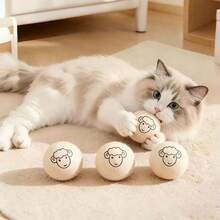 1个猫玩具，互动球，捕猎球，静音玩具，猫咪追逐玩具，自娱自乐玩具，解闷玩具，逗猫棒，耐咬毛绒球 - 彩色 - 查看 1