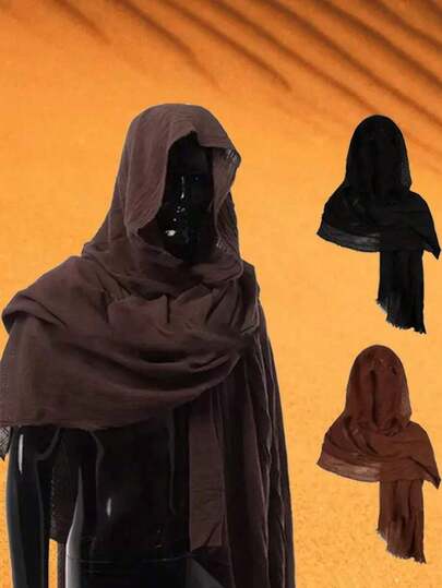 1pc Vintage Hooded Scarf - Soft & Comfortable, Renaissance Style, Medieval Costume Accessory, Retro Men Shawl - Holiday Attire, Cosplay And Stage Performance, Halloween Outfit