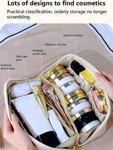 Túi đựng mỹ phẩm bằng da PU hai lớp chống thấm nước, dung tích lớn, túi đựng đồ du lịch đa năng, hộp đựng đồ trang điểm và chăm sóc da. - Nhiều màu - Xem 9