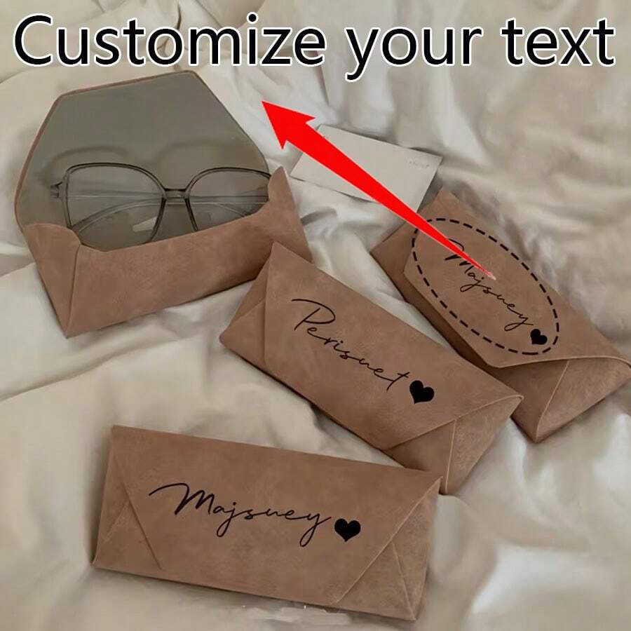 Custom Engraved PU Leather Fashion Glasses Case, Personalized Foldable Eyeglass Box With Name/Initials, Portable Protective Glasses Storage Case For Men & Women, Ideal Gift For Him/Her & Travel - Multicolor - View 1
