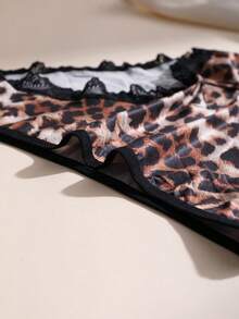 大码性感蕾丝冰丝拼接内裤 - 低腰无痕豹纹印花内裤，适合瑜伽、运动和日常穿着 - 透气柔软舒适 - 黑色 - 查看 9