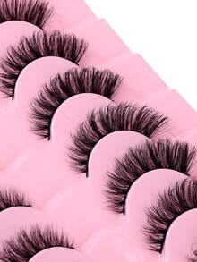 1 Pair/Pack DD Curl Russian False Eyelashes, Thick Curly & Fluffy, 3D Faux Mink Lashes, Cat Eye Effect, 8D Lengthening & Volumizing, Lift Eyes, Create Exquisite Makeup - View 4