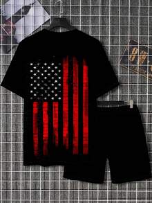 2pcs/Set Fashionable Dry Leaf 3D Print Summer Set - Short Sleeve Round Neck T-Shirt And Drawstring Shorts With Practical Pockets, Creating A Refreshing And Comfortable Look - Multicolor - View 6