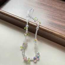 1pc Lotus Crystal Transparent Lanyard, Suitable For Mobile Phone, CCD Camera, Keychain, Bag Chain, Niche Style - Multicolor - View 6