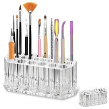 1pc Acrylic Makeup Brush Holder, Nail Polish Storage Box, Transparent Brush & Cosmetic Organizer And Display Case, Compact 26-Slot Acrylic Eyebrow & Eyeliner Makeup Pen Rack - Clear - View 1