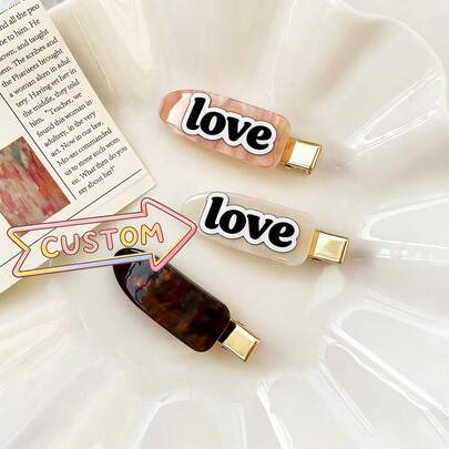 Kẹp tóc hình oval bằng axetat | Kẹp tóc tối giản kiểu Pháp mạ vàng | Kẹp tóc phẳng bóng | Kẹp tóc chống trượt dành cho nữ